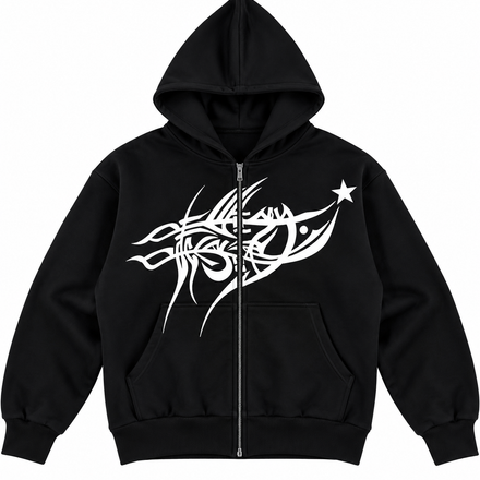 RR BLACK SUPERSTARR ZIP HOODIE